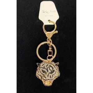 Creative Inlaid Artificial Diamond Crafts Leopard Head Key Chain